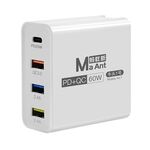 Caricatore a ricarica rapida multiporta USB Ma-Ant da 60 W USB-C/Tipo-C+3, Spina: Spina UE (Bianco)