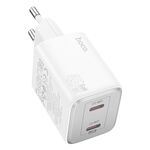 Caricabatterie hoco N42 Elogiado PD45W tipo C a doppia porta, spina europea (bianco)