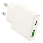 hoco N45 Biscuit PD30W Type-C + caricatore USB QC3.0, spina europea (bianco)