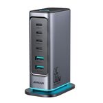 JOYROOM JR-TCM02 Caricatore multiporta 6 in 1 GaN 4 USB-C e 2 USB-A da 65 W, spina di alimentazione: spina UE (grigio scuro)