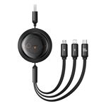 Baseus CB000084 Core Series 100W 480Mbps da USB-A a USB-C / Type-C + 8 pin + cavo dati di ricarica rapida telescopico Micro USB (nero)