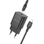 BOROFONE BN13 PD30W Caricabatterie di tipo C con cavo da tipo C a 8 pin da 1 m, spina europea (nero)