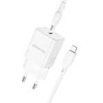 BOROFONE BN13 PD30W Caricabatterie di tipo C con cavo da tipo C a 8 pin da 1 m, spina europea (bianco)
