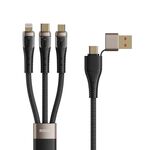 ROCK G20 Da due a tre cavi dati di ricarica rapida USB da 5 A+tipo C a 8 pin+tipo C+micro USB, lunghezza: 1,5 m (nero)