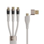 ROCK G20 Da due a tre cavi dati di ricarica rapida USB da 5 A + tipo C a 8 pin + tipo C + micro USB, lunghezza: 1,5 m (beige)