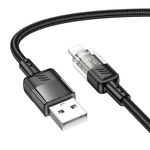 hoco U129 Spirit Cavo dati di ricarica trasparente da USB a 8 pin da 1,2 m 2,4 A (nero)