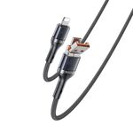 Yesido CA165L Cavo dati di ricarica rapida USB + USB-C / Type-C a 8 pin 2 in 1 da 27 W (nero)