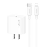 Set caricabatterie rapido USAMS CC228 da 20 W, USB-C/Tipo-C a 8 pin (spina USA)