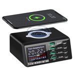 Stazione di ricarica intelligente multiporta X9D da 110 W + caricabatterie wireless AC 100-240 V, presa UK (nero)