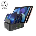 YFY-A54 Stazione di ricarica intelligente USB + Type-C a 5 porte da 100 W con supporto per telefono e tablet, presa AU