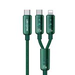 WK WDC-194 Pioneer Series 2 in 1 65W USB-C/Tipo-C a USB-C/Tipo-C+8 Pin Cavo Dati Ricarica Rapida, Lunghezza: 1m (Verde)