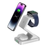 Caricabatterie wireless magnetico X3 15W 3 in 1 per iPhone, Apple Watch, AirPods (bianco)