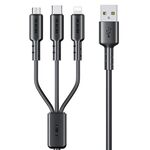 WEKOME WDC-02 Tidal Energy Series 3A USB a 8 Pin+Type-C+Micro USB 3 in 1 Cavo Dati PVC, Lunghezza: 1.2m (Nero)