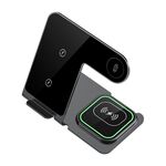 W43 15W 3 in 1 Supporto di ricarica wireless in lega di alluminio (grigio)