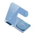 Supporto di ricarica wireless W43 15W 3 in 1 in lega di alluminio (blu)