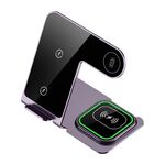 Supporto di ricarica wireless W43 15W 3 in 1 in lega di alluminio (viola)