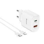 Yesido YC47 USB-C/Type-C + Caricabatterie da viaggio USB con cavo USB-C/Type-C a 8 pin da 1 m, spina EU (bianco)