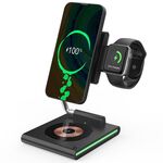 Caricabatterie wireless magnetico pieghevole portatile KTM8 15W 3 in 1 (nero)