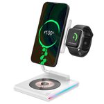 Caricabatterie wireless magnetico pieghevole portatile KTM8 15W 3 in 1 (bianco)