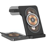 Caricabatterie wireless magnetico pieghevole U17 15W 5 in 1 con luce notturna (nero)