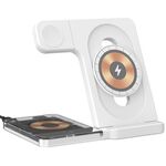Caricabatterie wireless magnetico pieghevole U17 15W 5 in 1 con luce notturna (bianco)