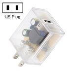 Caricatore trasparente USB 2A, specifica: spina americana