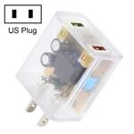 Caricatore doppio USB trasparente 2A, specifica: spina americana