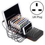 WLX-815 100W 15 porte Caricabatterie intelligente per dock di ricarica rapida USB con supporto per telefono e tablet, spina UK