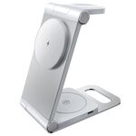 iFORCE T9 Caricabatterie wireless con supporto multifunzione pieghevole da tavolo 3 in 1 da 15 W (bianco)