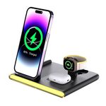 Caricabatterie wireless magnetico pieghevole C27 15W 4 in 1 con luce ambientale (nero)