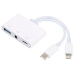 Adattatore audio multifunzione da USB-C/Tipo-C+8 pin a USB+3,5 mm+TC