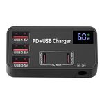 988B 5 in 1 DC 24V Dual USB-C/Type-C + 3 porte USB Display digitale multifunzionale Caricatore rapido
