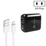 PD04 Type-C + USB Caricabatteria per telefono cellulare con cavo da USB a 8 pin, spina americana (nero)