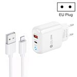 Caricabatterie per telefono cellulare PD04 Type-C + USB con cavo da USB a 8 pin, spina europea (bianco)