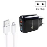 Caricabatterie per telefono cellulare PD04 Type-C + USB con cavo da USB a 8 pin, spina europea (nero)