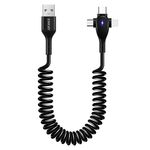 ENKAY Hat-Prince 3 in 1 6A da USB a 8 pin+Type-C+Micro USB Supper Cavo a molla per ricarica rapida, lunghezza: 1,8 m (nero)