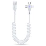 ENKAY Hat-Prince 3 in 1 6A da USB a 8 pin+Type-C+Micro USB Supper Cavo a molla per ricarica rapida, lunghezza: 1,8 m (bianco)