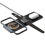 T06 Dual 15W Fast Charging Pad 3 in 1 Caricatore wireless per telefono magnetico trasparente