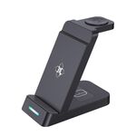 Supporto di ricarica per caricabatterie wireless Qi B20A 15W compatibile per iPhone iWatch Airpods (nero)