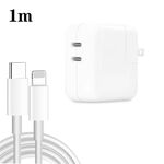 Caricabatterie a doppia porta USB-C/tipo-C da 35 W PD3.0 con cavo dati da tipo C a 8 pin da 1 m, spina americana