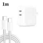 Caricabatterie a doppia porta USB-C/tipo-C da 35 W PD3.0 con cavo dati da tipo C a tipo C da 1 m, spina USA