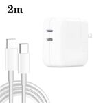Caricabatterie a doppia porta USB-C/tipo-C PD3.0 da 35 W con cavo dati da tipo C a tipo C da 2 m, spina USA