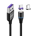 ENKAY 2 in 1 5A USB a Type-C + cavo dati magnetico a ricarica rapida a 8 pin con luce LED, lunghezza: 1 m (nero)