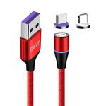 ENKAY 2 in 1 5A USB a Type-C + cavo dati magnetico a ricarica rapida a 8 pin con luce LED, lunghezza: 1 m (rosso)