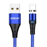 ENKAY Cavo dati di ricarica rapida da USB a 8 pin da USB 3A con luce a LED, lunghezza: 1 m (blu)