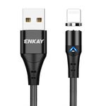 ENKAY Cavo dati di ricarica rapida da USB a 8 pin da USB a 8 pin con luce LED, lunghezza: 2 m (nero)