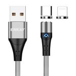 ENKAY 2 in 1 3A USB a 8 pin + cavo dati di ricarica rapida magnetica di tipo C, lunghezza: 2 m (argento)