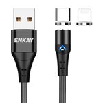 ENKAY 2 in 1 3A USB a 8 pin + cavo dati di ricarica rapida magnetico di tipo C, lunghezza: 1 m (nero)