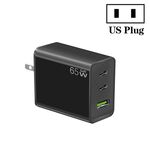 GaN PD65W Type-C x 2 + adattatore per laptop USB 3.0, spina americana (nero)
