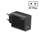 GaN PD65W Type-C x 2 + adattatore per laptop USB 3.0, spina europea (nero)
